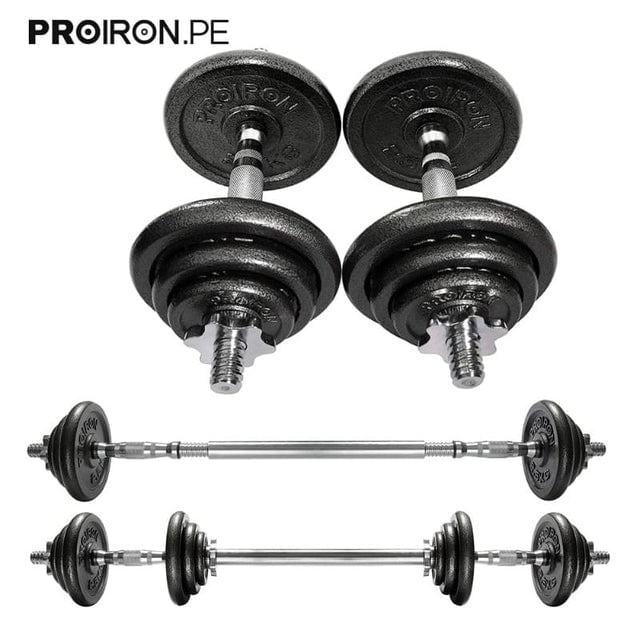 JUEGO MANCUERNAS PROIRON AJUSTABLE HIERRO FUNDIDO 20KG