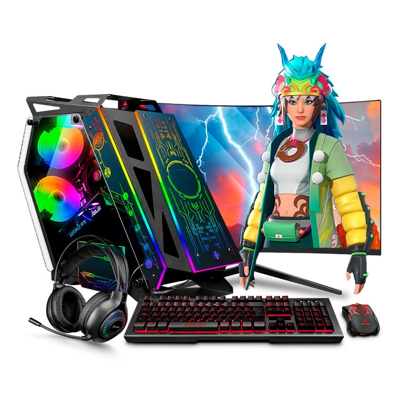 COMPUTADORA GAMER HAKU RGB RYZEN 7 5700G 16GB 500GB 24' CURVO MI PC LISTA - MIPCLISTA