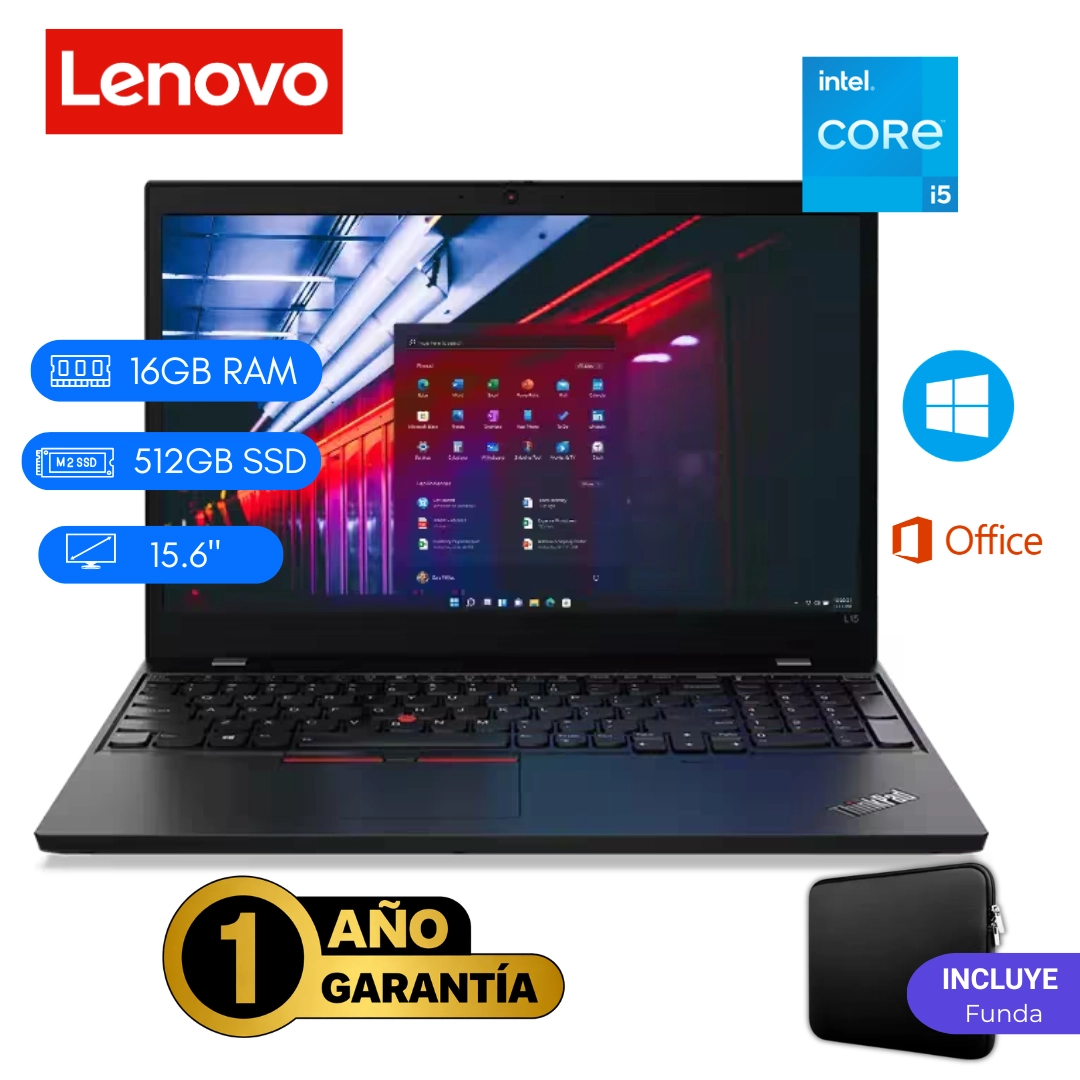 LAPTOP REACONDICIONADA LENOVO THINKPAD L15 INTEL CORE I5 11VA 16GB RAM 512GB SSD 15.6 PULGADAS