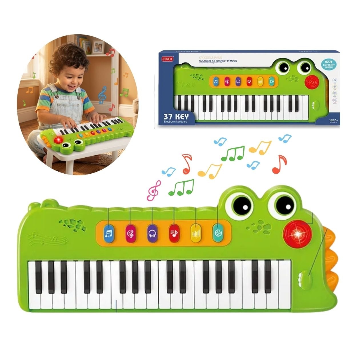 COCODRILO PIANO ELECTRÓNICO INFANTIL GRANDE - 37 TECLAS
