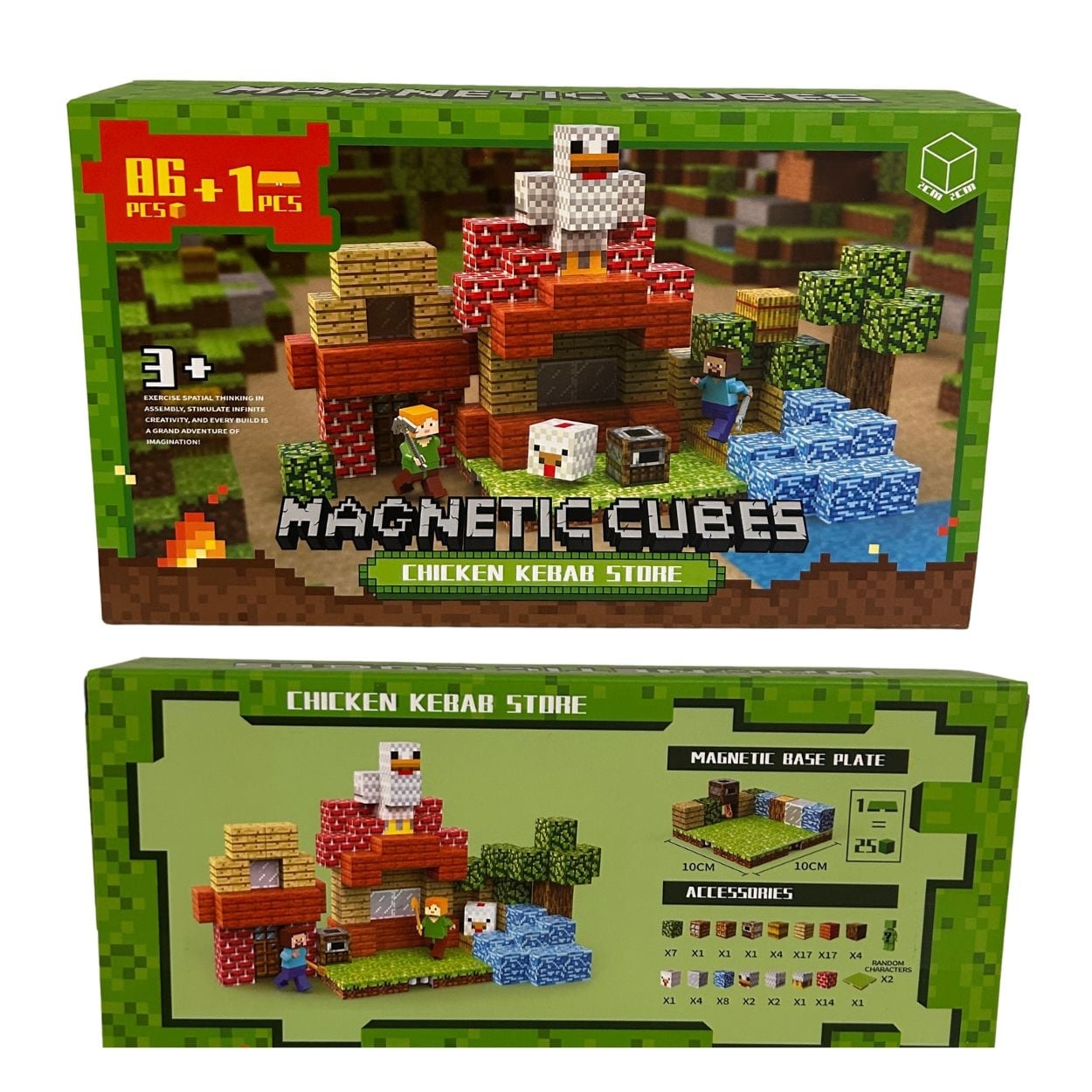 BLOQUES DE CONSTRUCCIÓN MAGNÉTICOS PARA NIÑOS TIPO MINECRAFT TIENDA DE POLLO JUEGO DIDÁCTICO