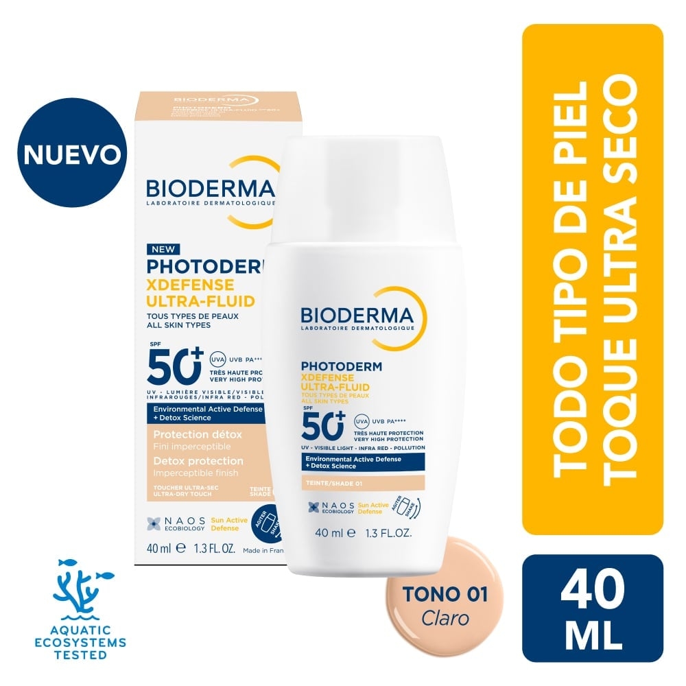 PROTECTOR SOLAR BIODERMA PHOTODERM XDEFENSE ULTRA-FLUIDO SPF50+ 40ML TONO CLARO