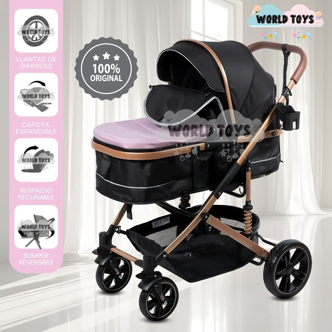 COCHE CUNA MOISÉS DE LUJO «INFINITIVE GOLD» ROSA