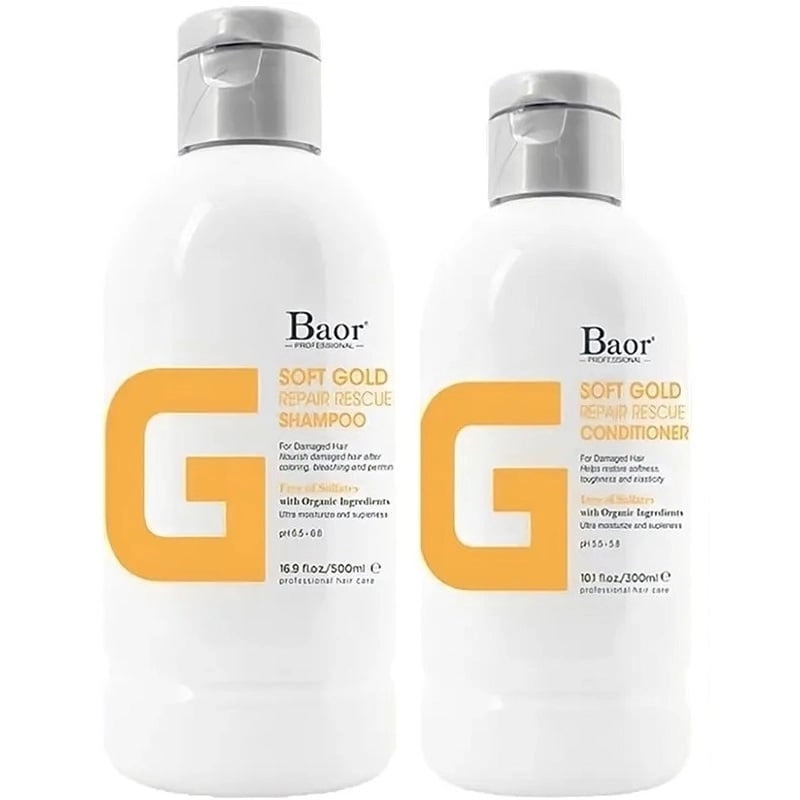 SHAMPOO BAOR PROFESSIONAL REPARADOR + ACONDICIONADOR G SOFT GOLD