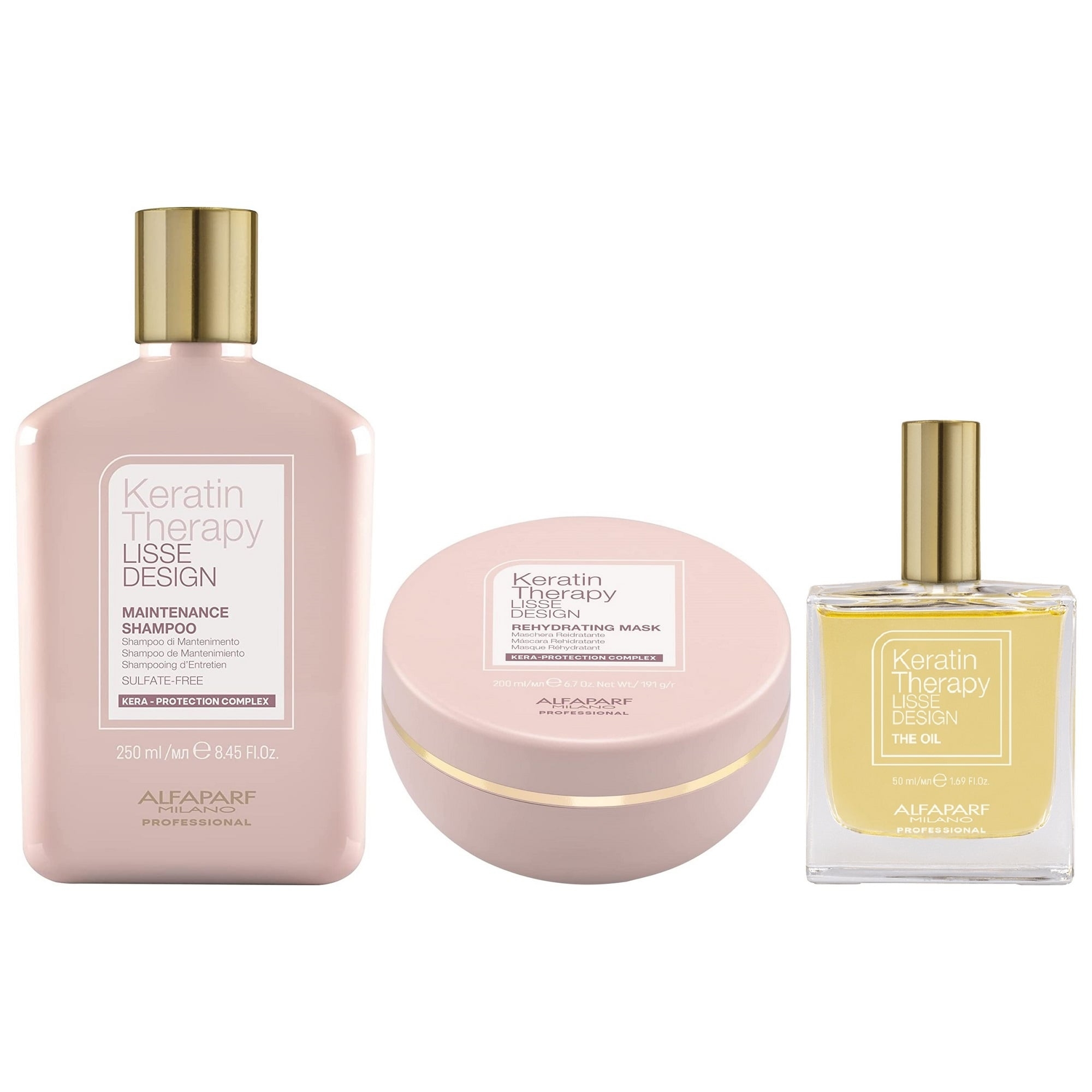 SHAMPOO ALFAPARF MILANO EMPHASEAMKT014 POST ALISADO + MASCARILLA + ACEITE KERATIN THERAPY