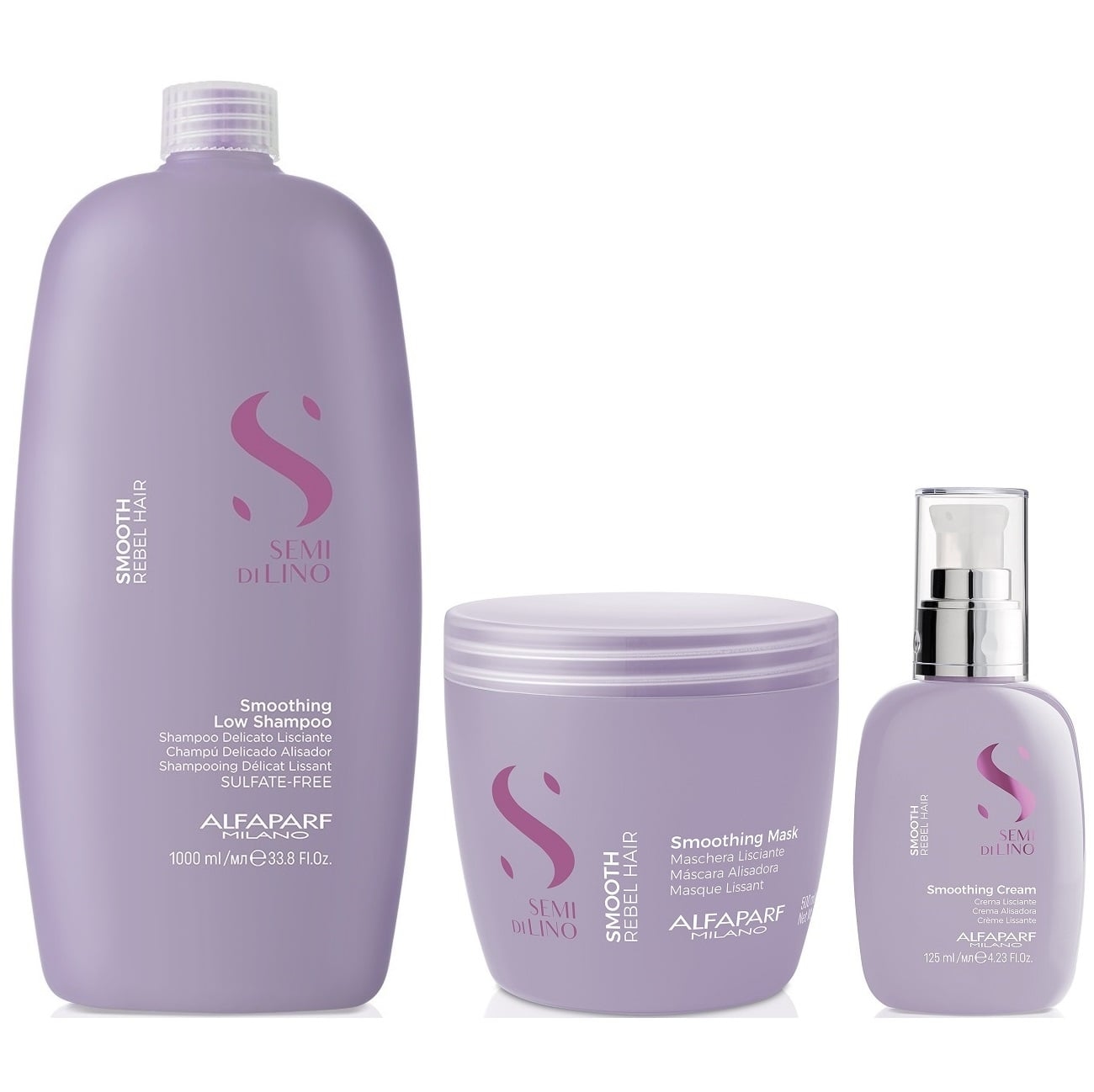 SHAMPOO ANTI FRIZZ ALFAPARF MILANO EMPHASEASDLS017 1000ML SIN SAL + MASCARILLA + CREMA SMOOTH