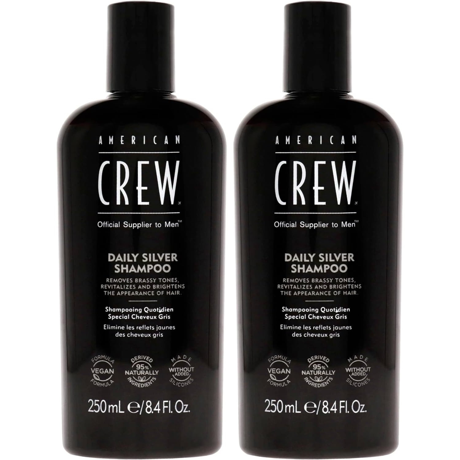 DÚO SHAMPOO AMERICAN CREW CABELLO CON CANAS SILVER SHAMPOO MEN