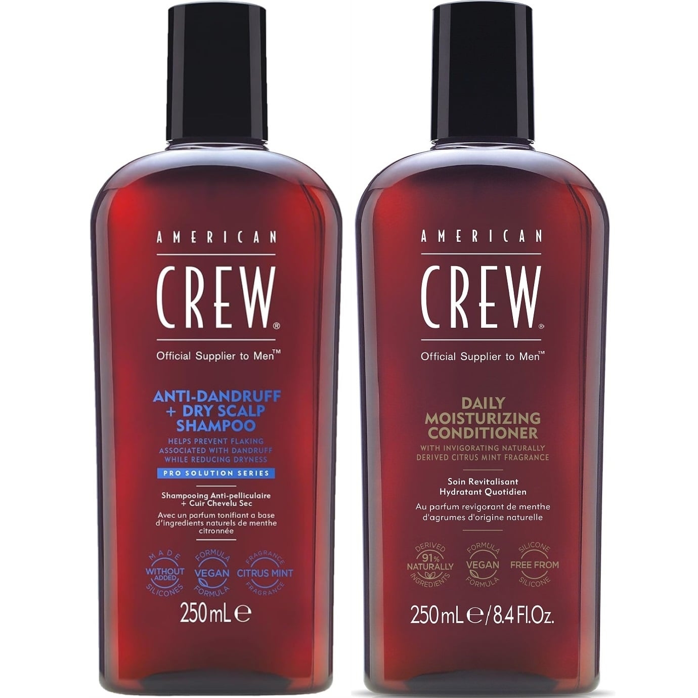 SHAMPOO ANTICASPA AMERICAN CREW ANTI DANDRUFF + ACONDICIONADOR MEN