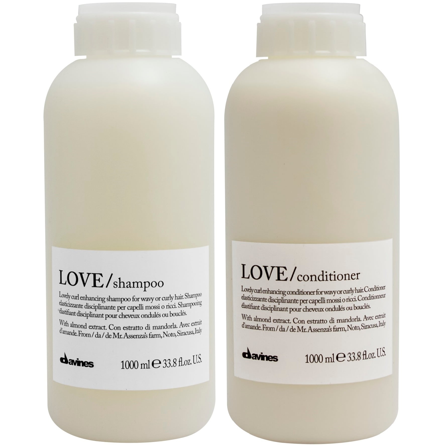 SHAMPOO ELASTIZANTE 1000ML + ACONDICIONADOR DAVINES LOVE CURL