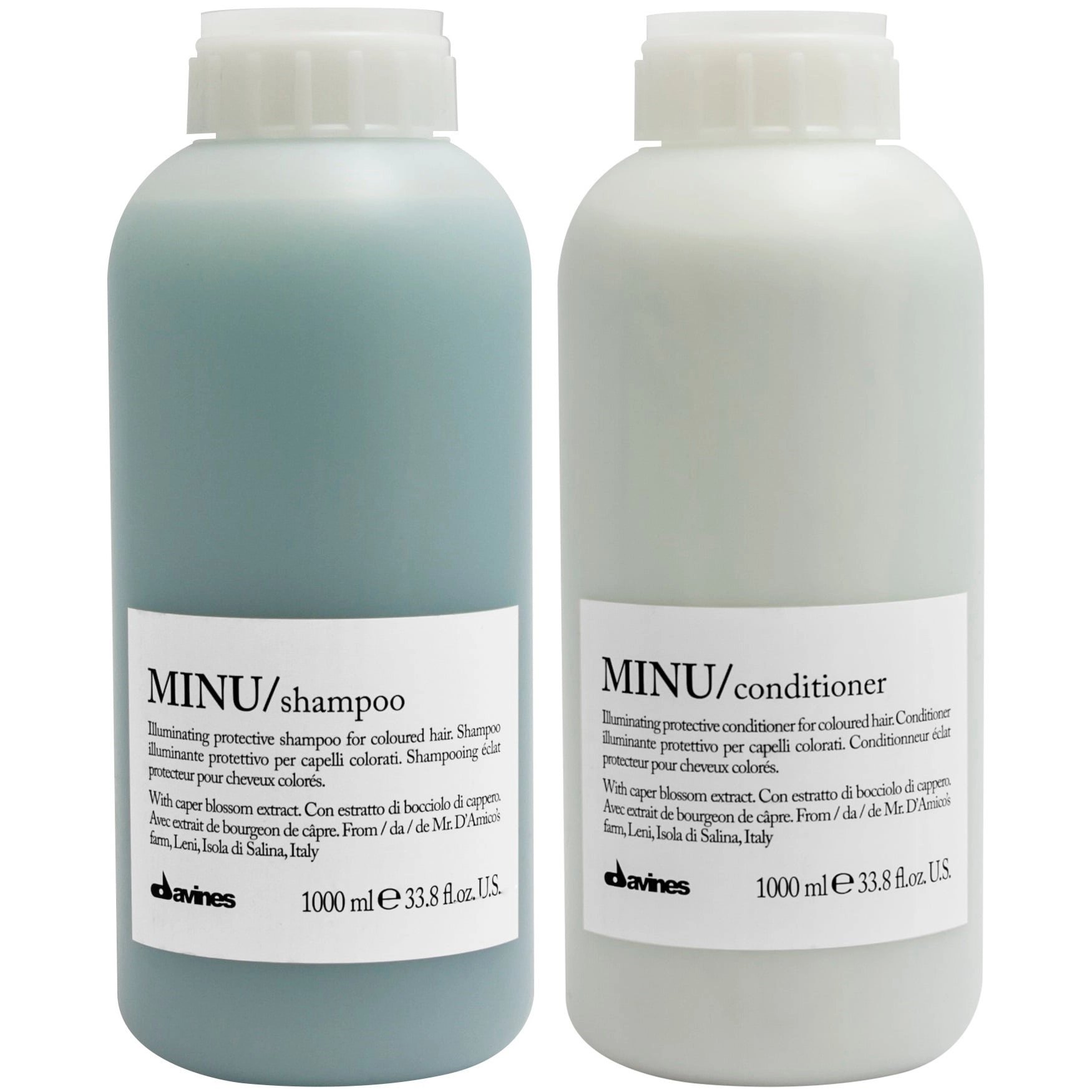 SHAMPOO ILUMINADOR CABELLO TEÑIDO 1000ML + ACONDICIONADOR DAVINES MINU