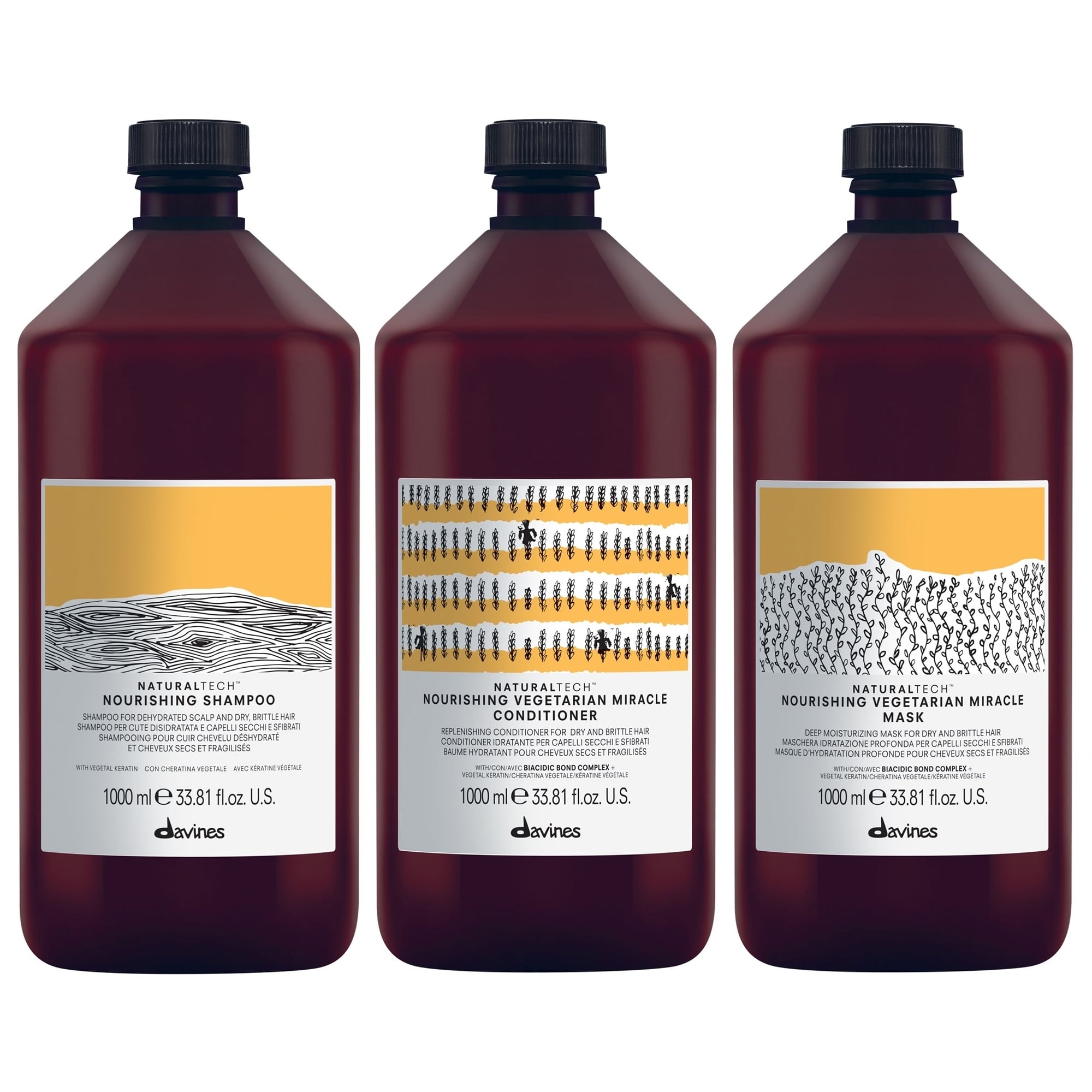 SHAMPOO NUTRITIVO LITRO+ ACONDICIONADOR+ MASCARILLA DAVINES NOURISHING