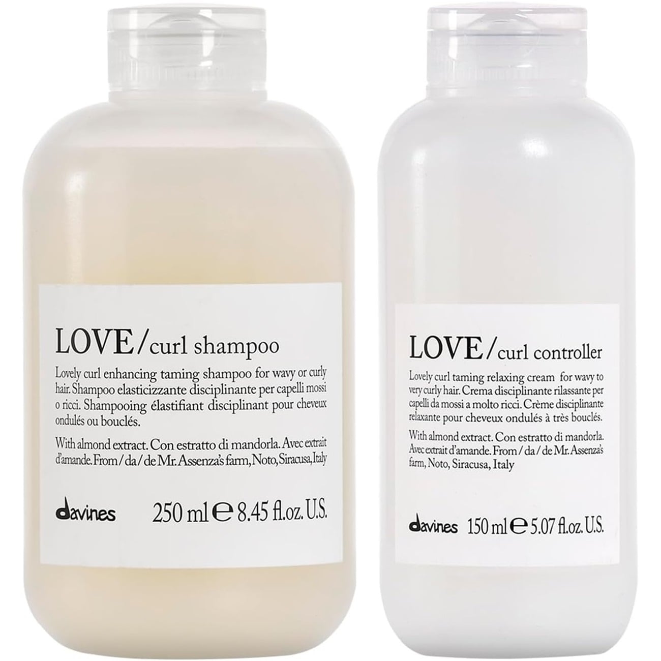 SHAMPOO ELASTIZANTE 250ML + CONTROLLER ANTI FRIZZ DAVINES LOVE CURL