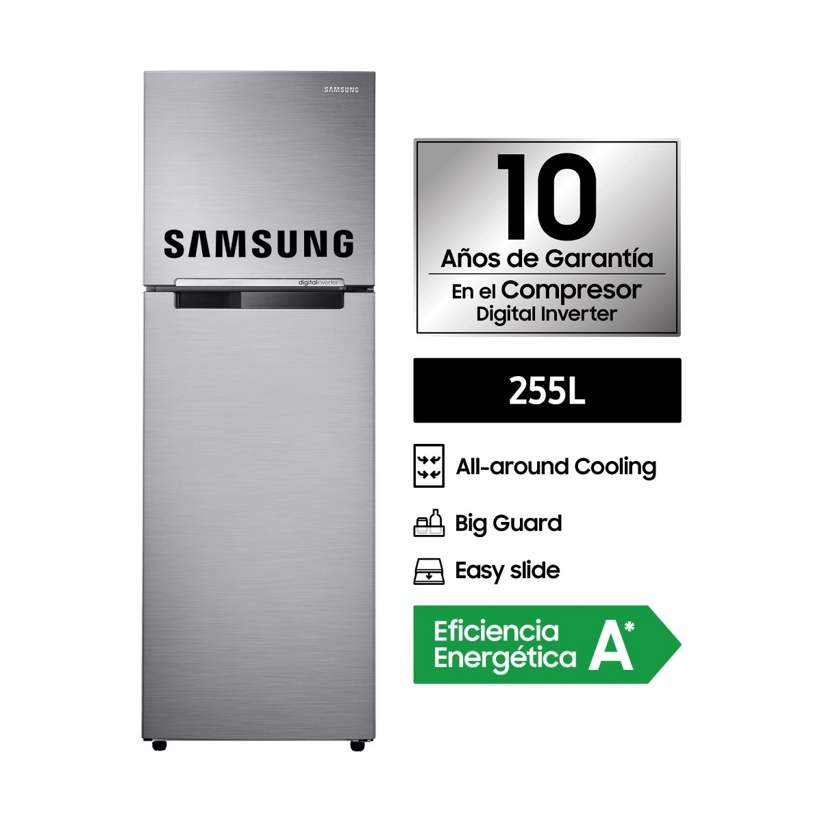 REFRIGERADORA SAMSUNG BOTTOM FREEZER NO FROST RT25FARADS8 255 L