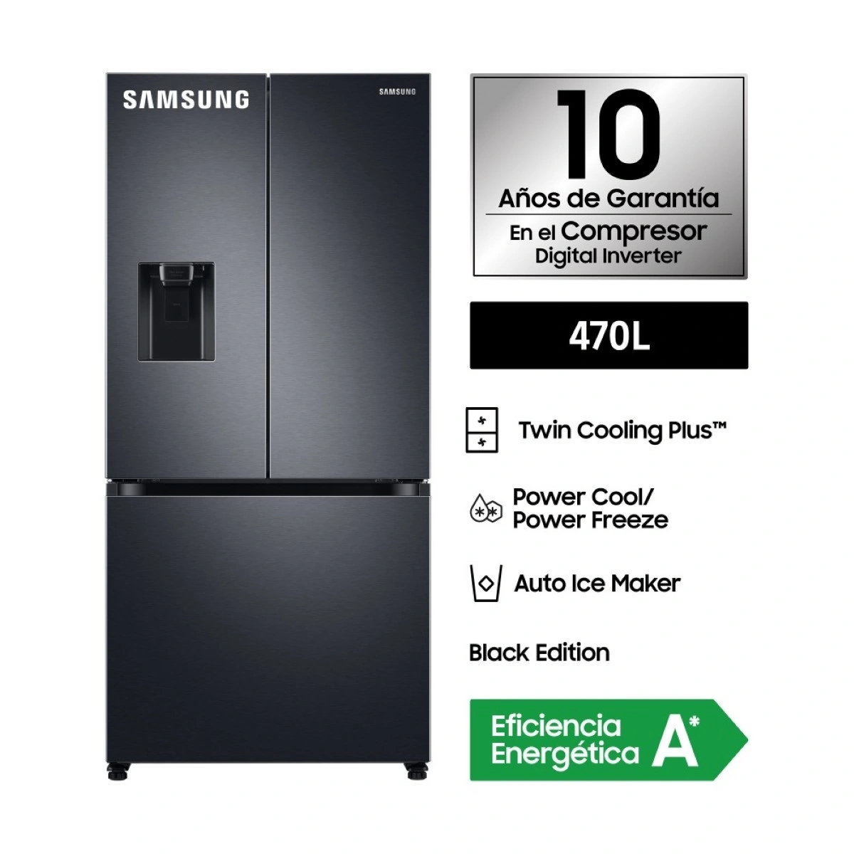 REFRIGERADORA SAMSUNG BOTTOM FREEZER NO FROST RF49A5202B1/PE 470 L