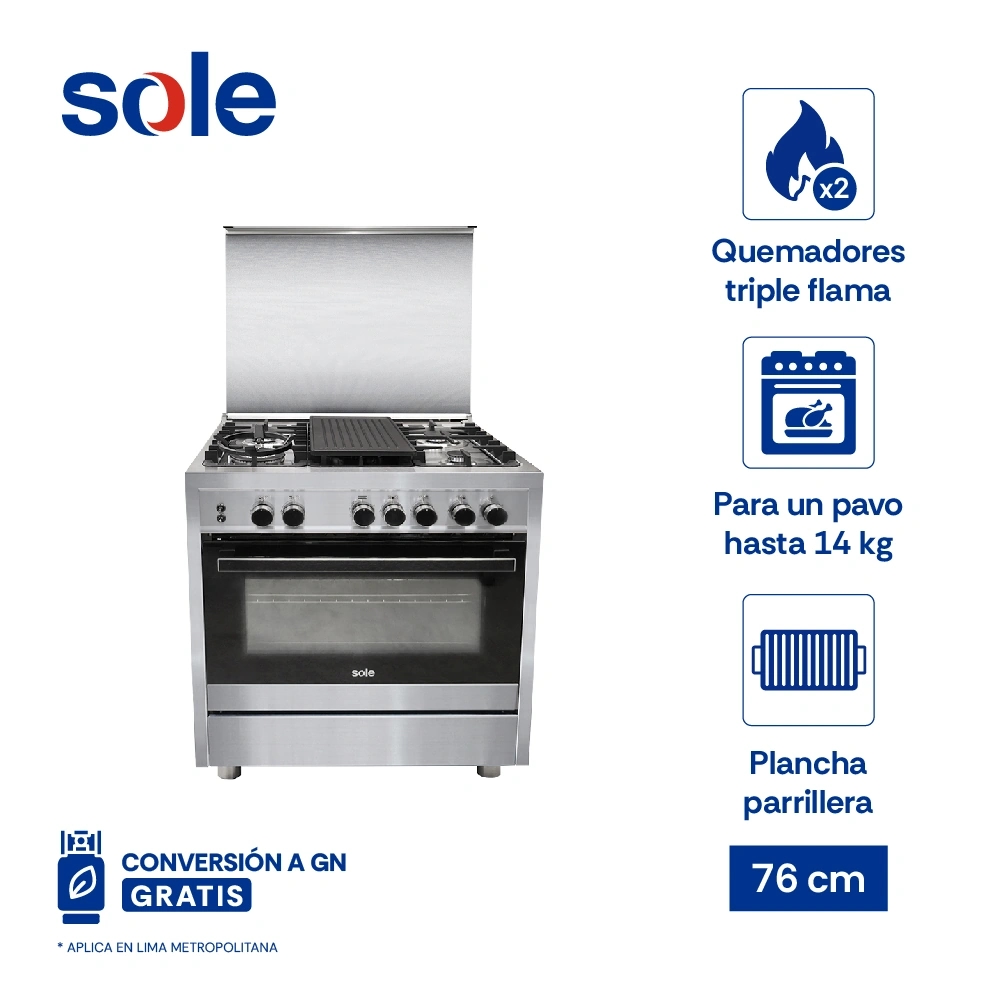 COCINA A GAS GLP SOLE 5 HORNILLAS COSOL040 DE PIE