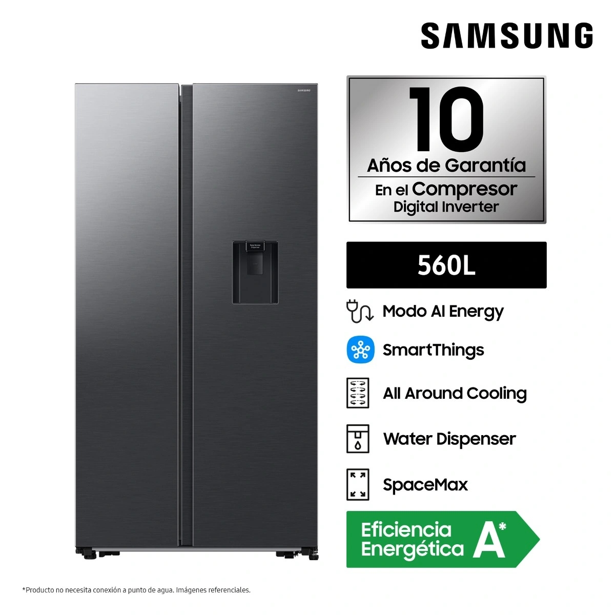REFRIGERADORA SAMSUNG SIDE BY SIDE NO FROST RS57DG4100B4/PE 560 LT