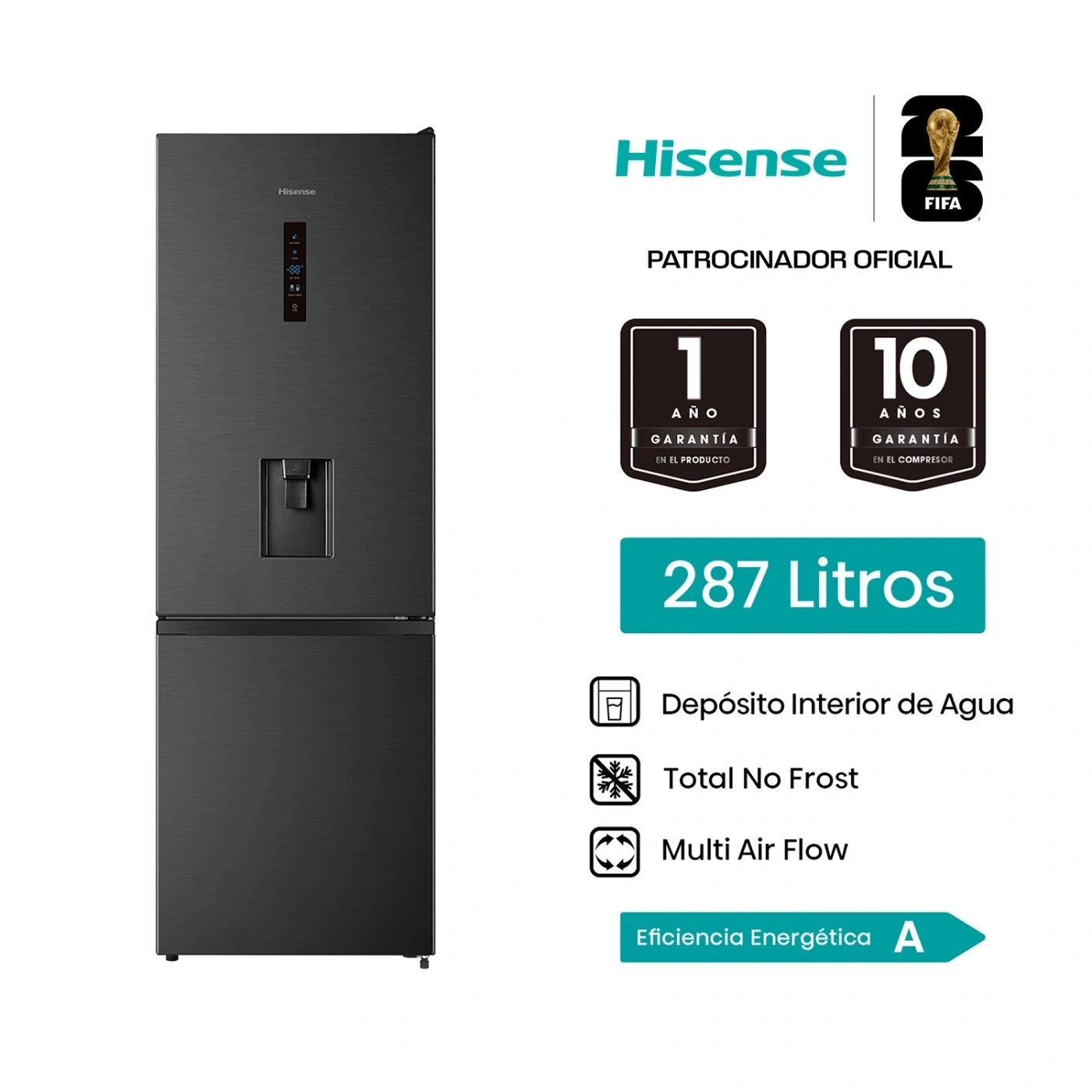 REFRIGERADORA HISENSE BOTTOM FREEZER NO FROST RB286N1MBA 287L