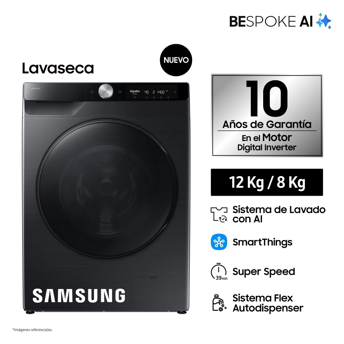 LAVASECA SAMSUNG BESPOKE AI 12KG/8KG CON AUTODISPENSER WD12FG6B94BBPE