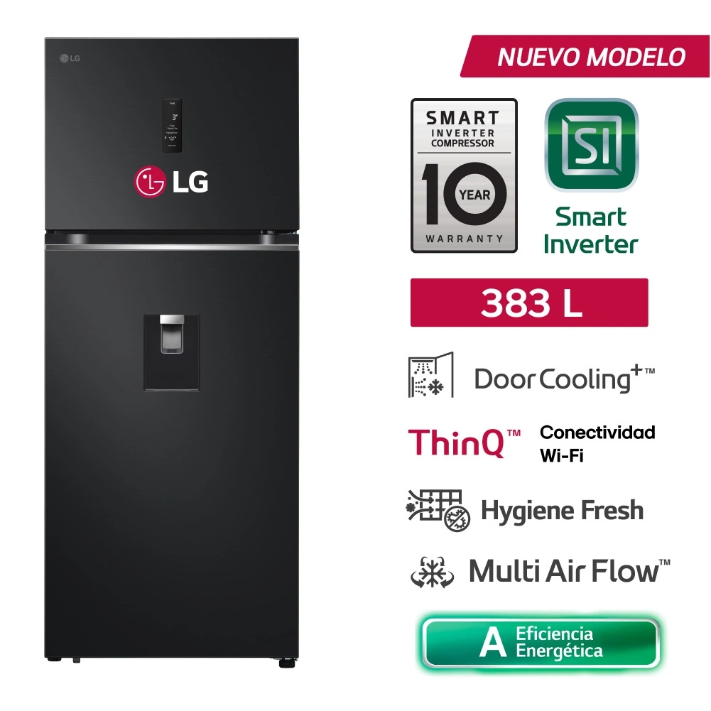 REFRIGERADORA LG 383L VT40APMC TOP FREEZER CLEANING TIME PLATEADO