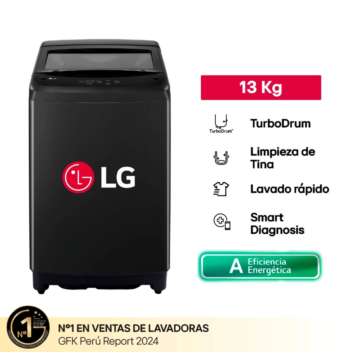 LAVADORA LG 13KG CARGA SUPERIOR TURBODRUM WT13OBVTB