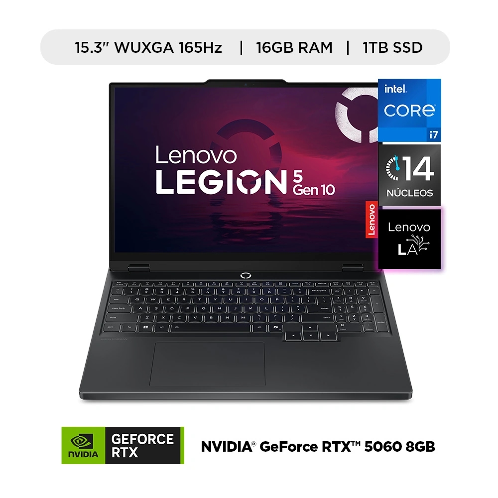 LAPTOP IA LENOVO LEGION 5i INTEL CORE i7-13650HX 16GB RAM 1TB SSD RTX 5060 8GB 15.3” WUXGA 165 HZ