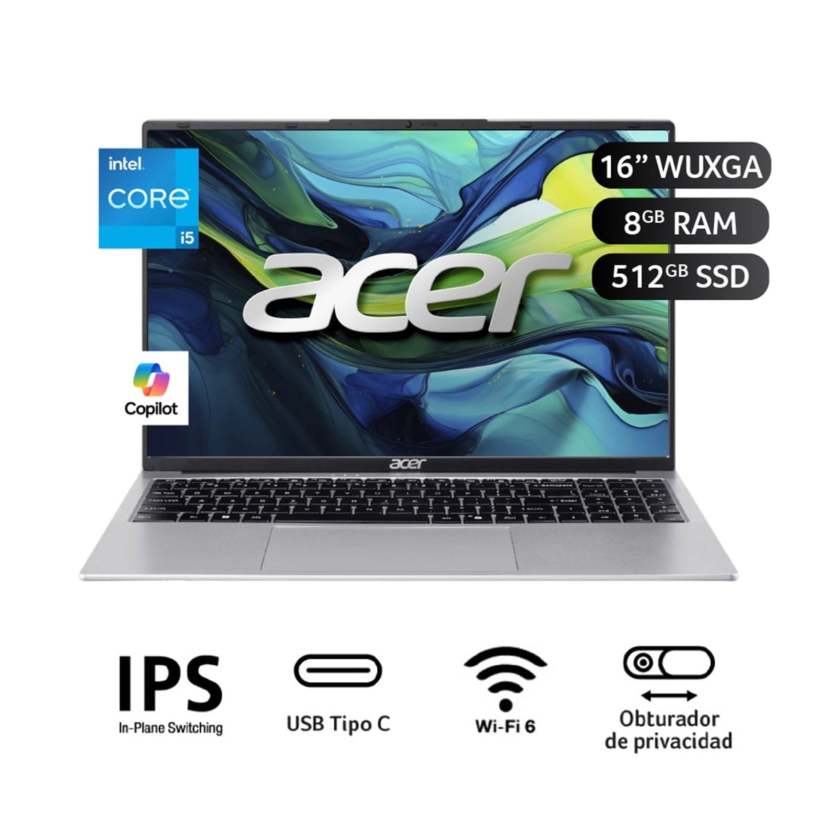 LAPTOP ACER ASPIRE LITE AL16-54P-580M INTEL CORE I5 8GB RAM 512GB SSD 16”