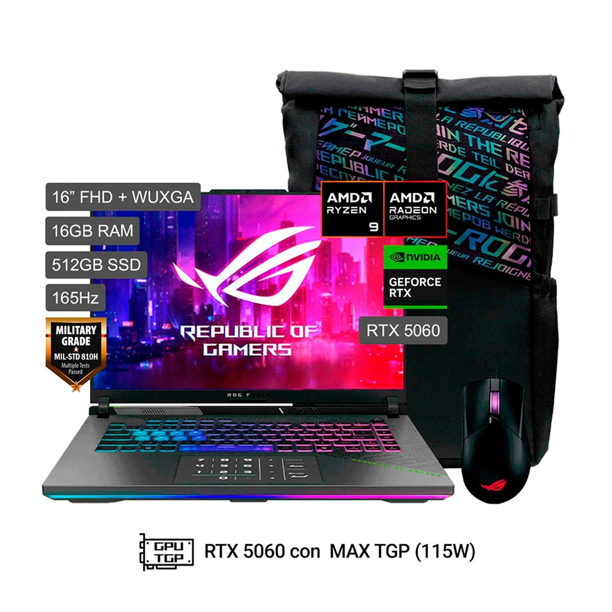 LAPTOP ASUS ROG G614PM-RV221W AMD RYZEN 9 16GB RAM 512GB SSD 16”