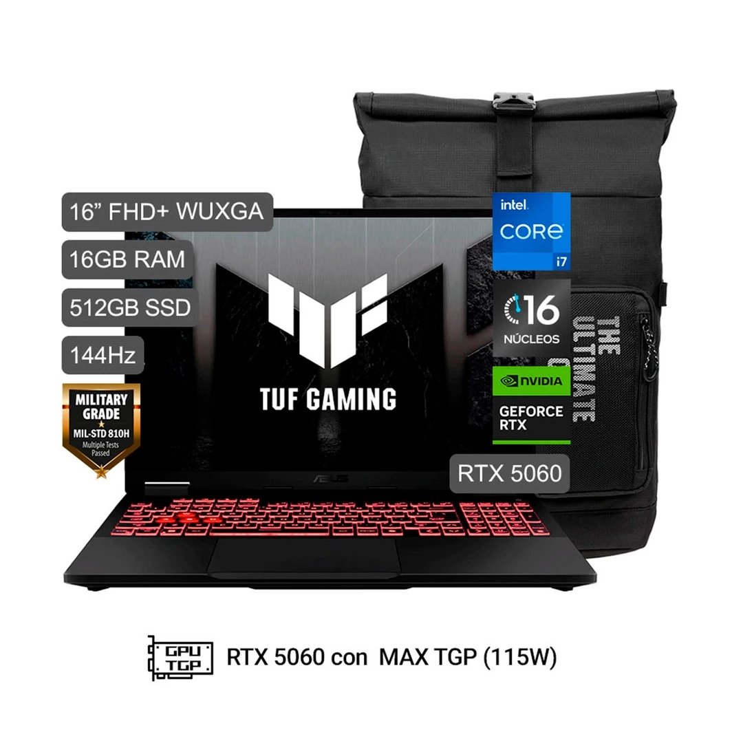 LAPTOP ASUS TUF GAMING F16 FX608JMI-TU401W INTEL CORE I7 16GB RAM 512GB SSD 16”