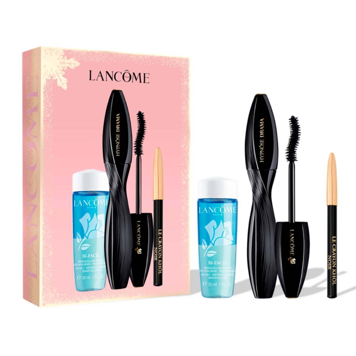 SET MAQUILLAJE LANCOME HYPNOSE DRAMA+DELINEADOR MINI KHOL+DESMQUILLANTE BIFÁSICO 30ML