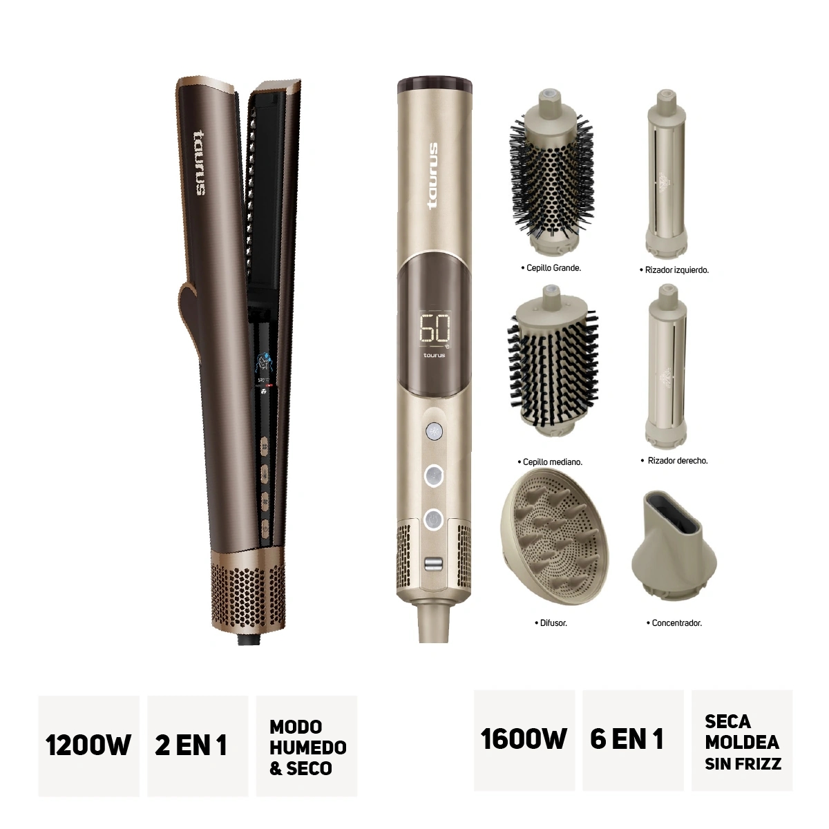 COMBO TAURUS MULTISTYLER AIR PRO FLEX 6 EN 1 + ALISADORA SECADORA PLASMA FUSIÓN