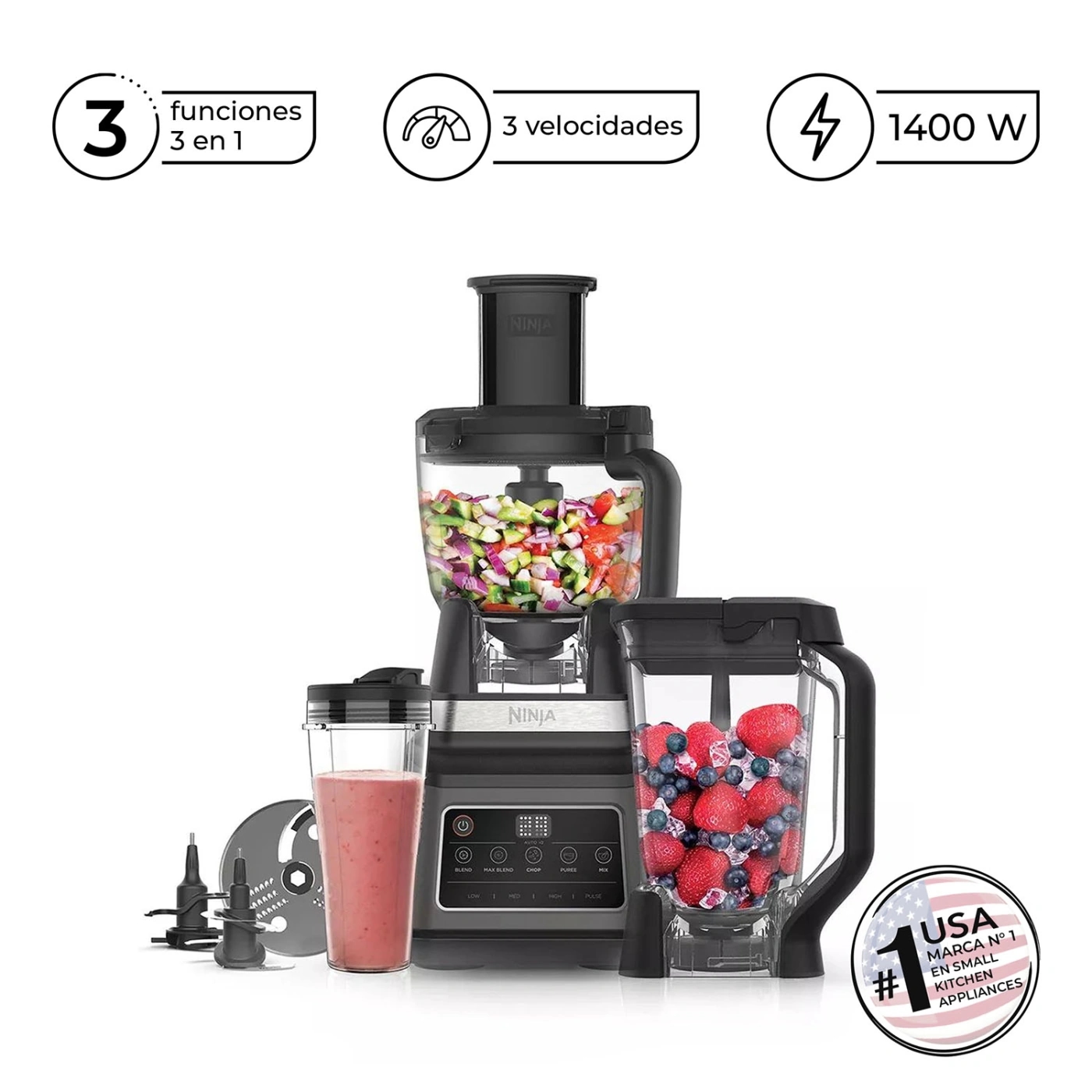 PROCESADORA DE ALIMENTOS Y LICUADORA 3 EN 1 NINJA