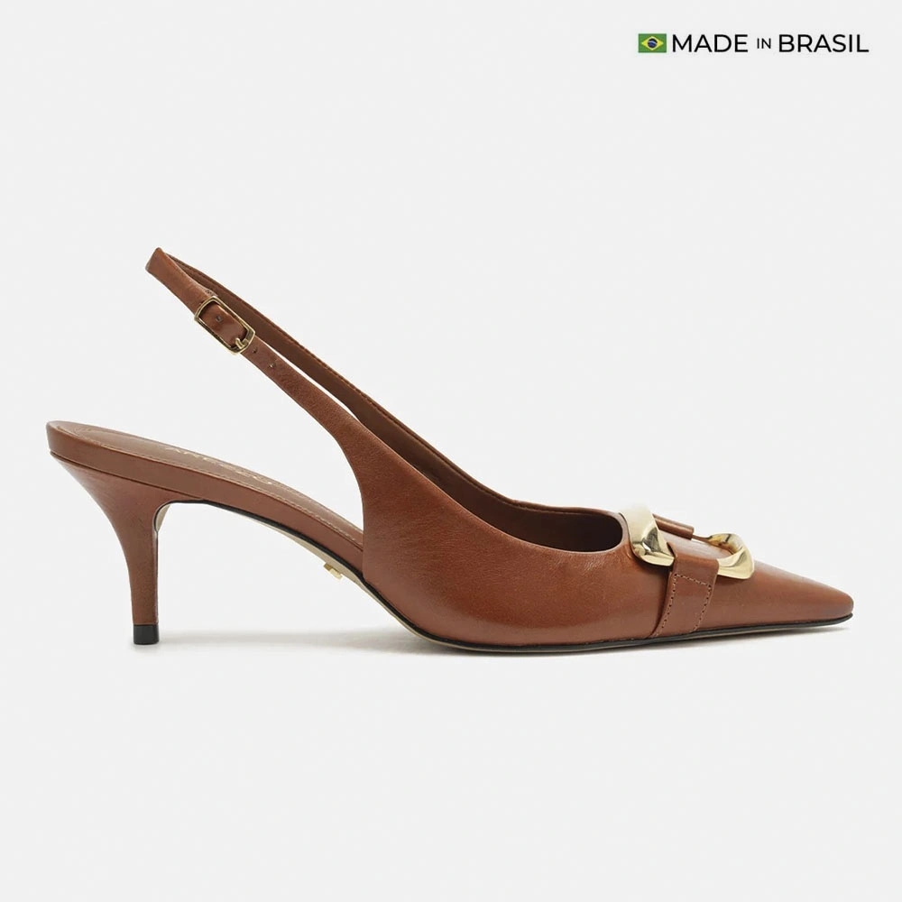 ZAPATOS DE VESTIR CUERO MUJER AREZZO COGNAC