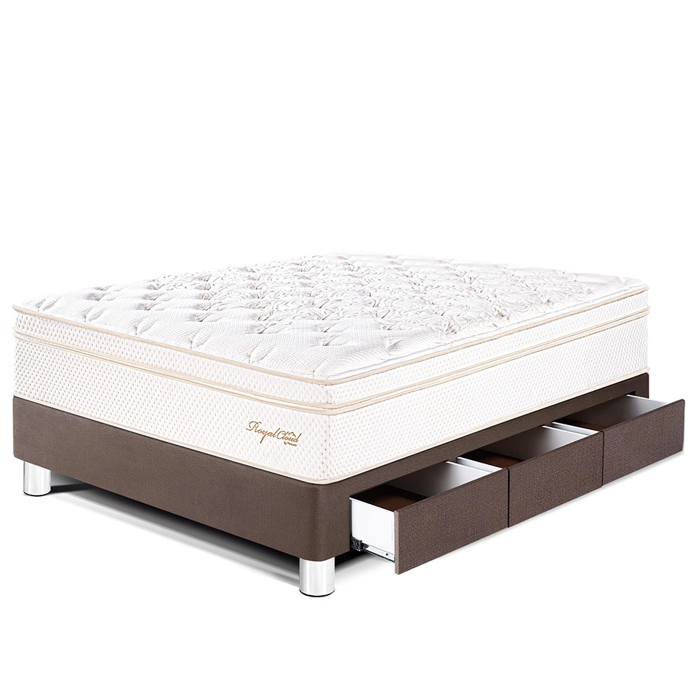 CAMA CON CAJONES PARAÍSO ROYAL CLOUD 1.5 PLAZAS CHOCOLATE + 1 ALMOHADA VISCOELÁSTICA