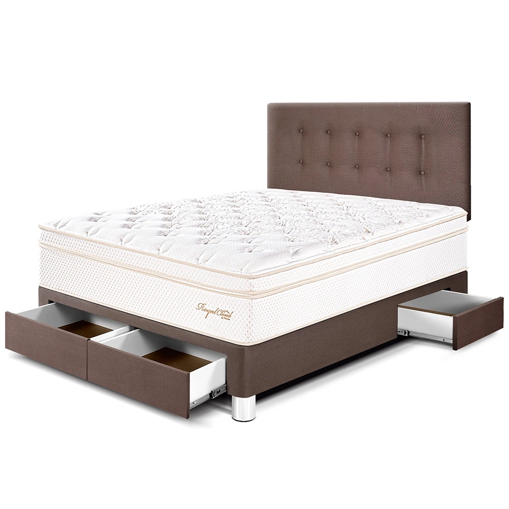 DORMITORIO CON CAJONES PARAÍSO ROYAL CLOUD 2 PLAZAS CHOCOLATE + 2 ALMOHADAS VISCOELÁSTICAS