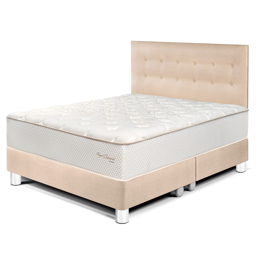 DORMITORIO PARAÍSO ROYAL CROWN QUEEN CHAMPAGNE + 2 ALMOHADAS VISCOELÁSTICAS