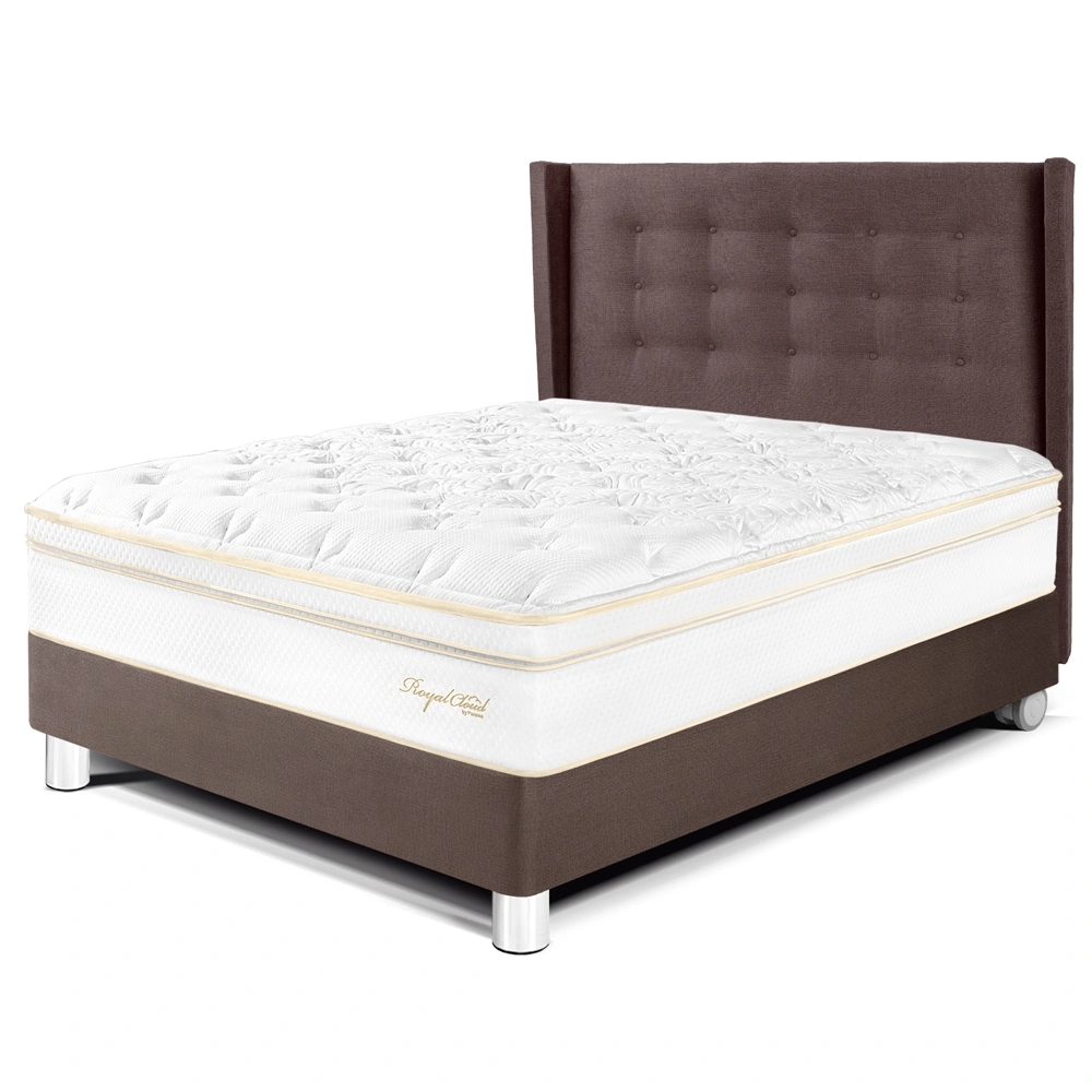 DORMITORIO PARAÍSO ROYAL CLOUD 2 PLAZAS + CABECERA GOLD CHOCOLATE + 2 ALMOHADAS VISCOELÁSTICAS