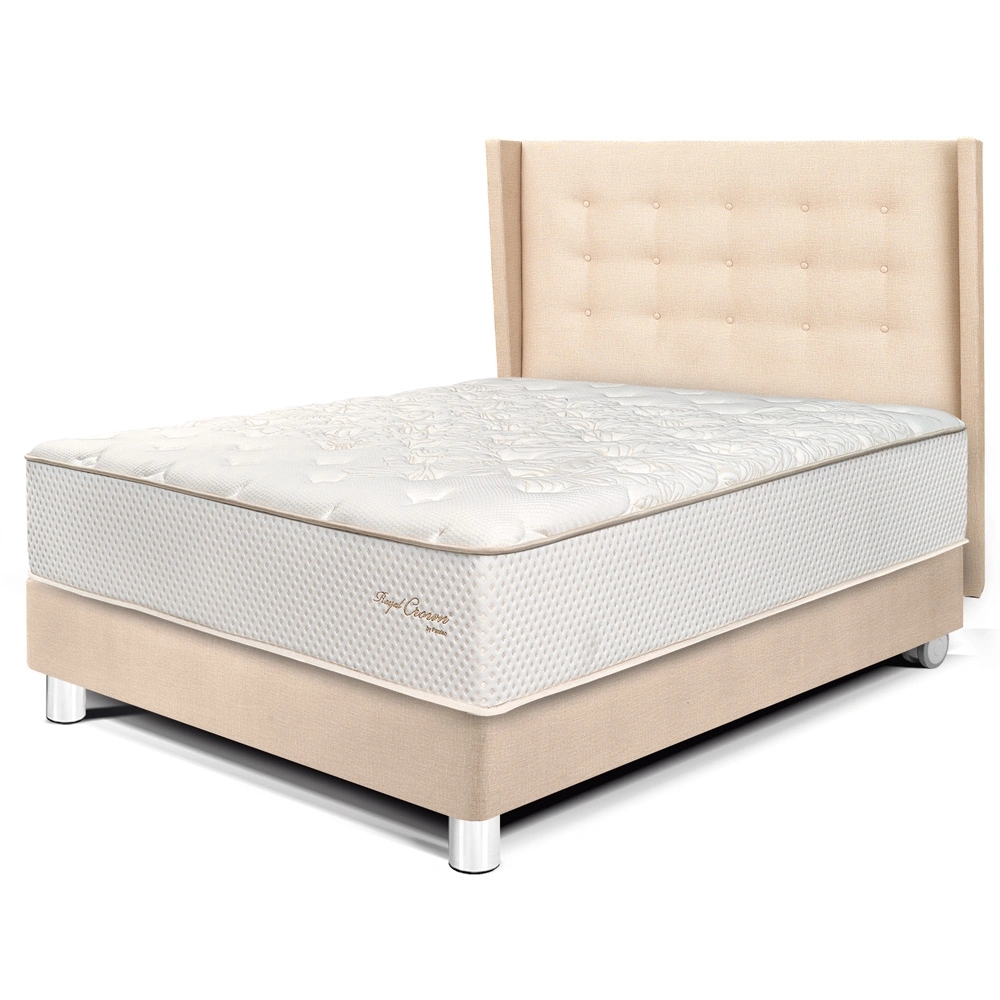 DORMITORIO PARAÍSO ROYAL CROWN 2 PLAZAS + CABECERA GOLD CHAMPAGNE + 2 ALMOHADAS VISCOELÁSTICAS