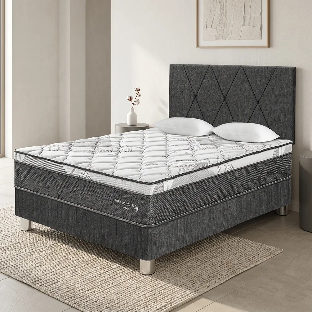 DORMITORIO PARAÍSO POCKET STAR QUEEN + CABECERA LOFT CHARCOAL