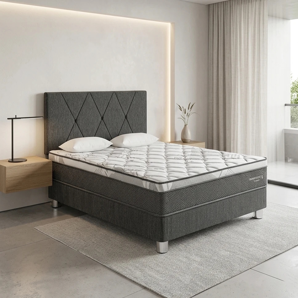 DORMITORIO AMERICANO PARAÍSO POCKET STAR 2 PLAZAS + CABECERA LOFT CHARCOAL