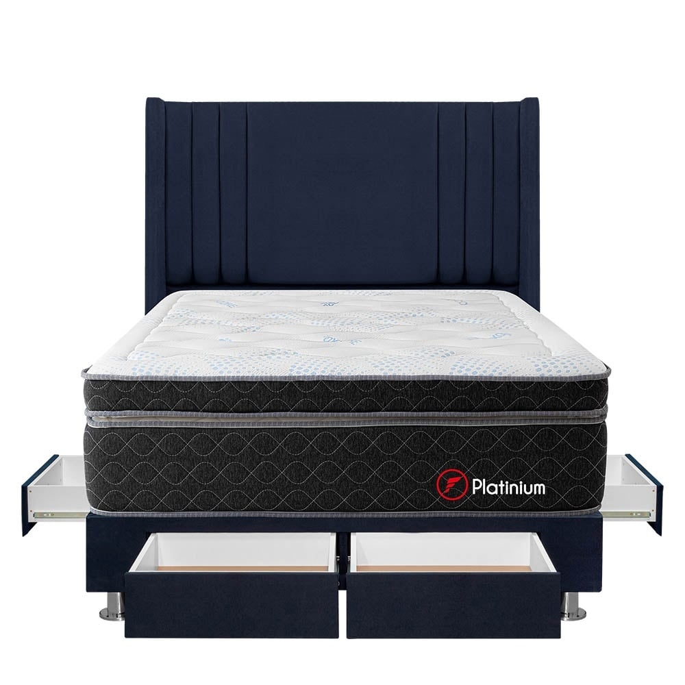 DORMITORIO AMERICANO FORLI PLATINIUM 2 PLAZAS CON CAJONES DE LUXE AZUL