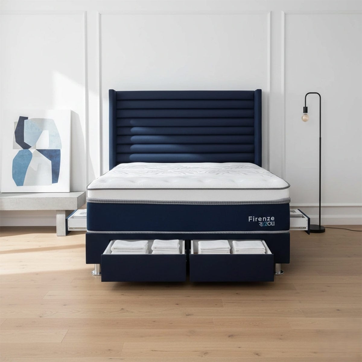 DORMITORIO AMERICANO RIZZOLI FIRENZE 2 PLAZAS CON CAJONES AZUL