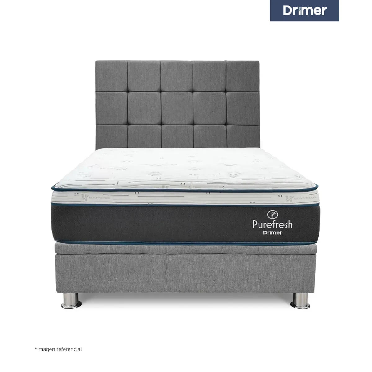 DORMITORIO BOXET DRIMER PURE FRESH 2 PLAZAS GRIS PLATA